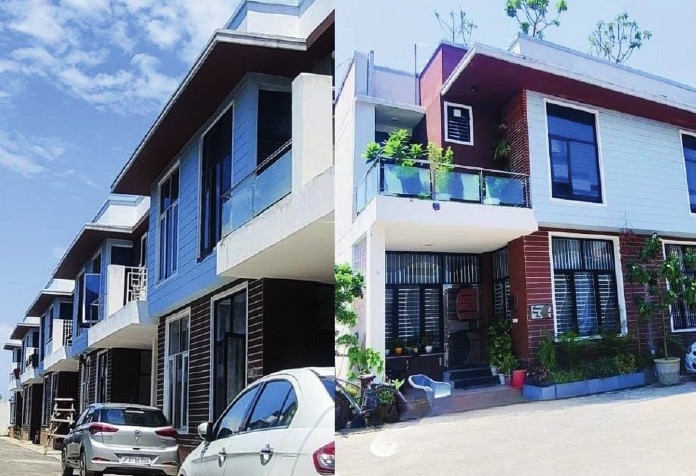 Completed villas with residents' cars